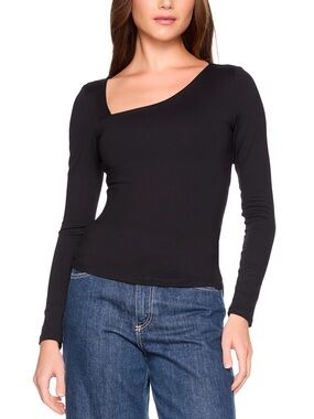 Susana Monaco Black slanted Long Sleeve Top